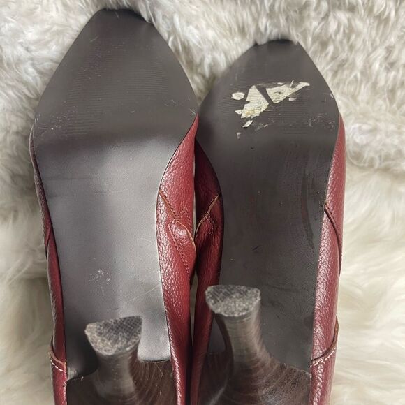 Colin Stuart leather Red Burgundy ankle boots 3”heels silver tone accent SZ11 - Picture 10 of 12